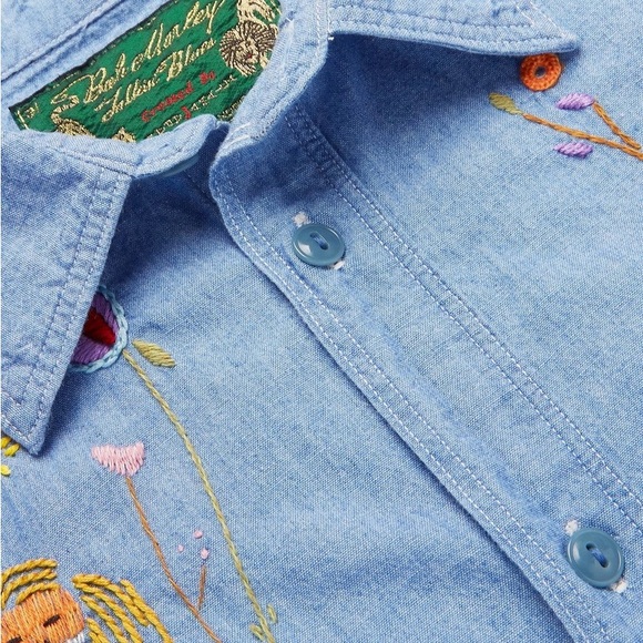 KAPITAL - Bob Marley Embroidered Cotton-Chambray Shirt - Light blue size medium - Picture 4 of 14